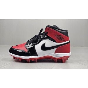 Air Jordan1 Mid TD‎ 'Bred Toe Football Cleat Mens 11 Red Black Patent FJ6805-601